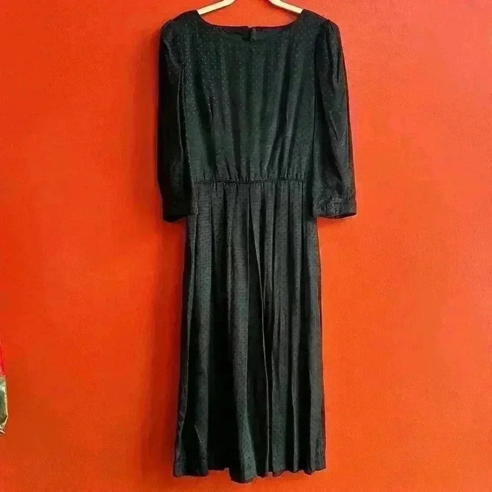 Vintage Lanz Originals black dress with cut out back size 14‎